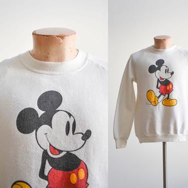 1980s White Mickey Mouse Raglan Sweatshirt 