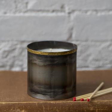 Patchouli and Amber Steel City Mini Pewter Tin Soy Candle