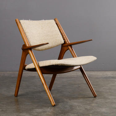 Mid-Century Modern Lounge Chair Wegner Sawbuck-Style 