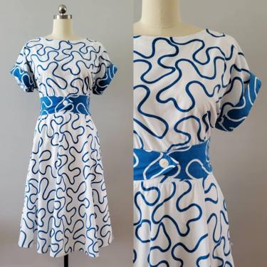 1980s Does 50s Cotton Day Dress 80s Dress 80's Women's Vintage Size XL 
