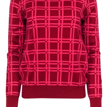 Diane von Furstenberg - Red & Hot Pink Plaid Sweater Sz S