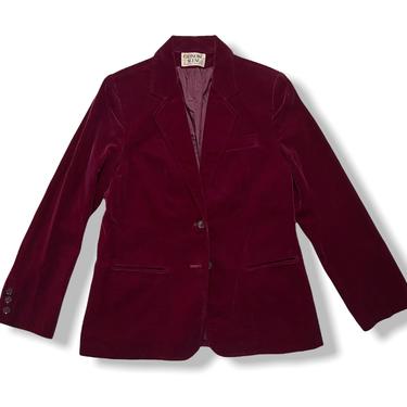 Vintage 1970s/1980s &quot;Changing Scene&quot; Women's Velvet Jacket ~ S to M ~ Blazer / Sport Coat ~ Velour ~ Burgundy Red / Wine 