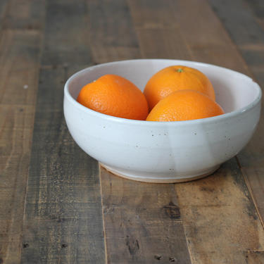 White Farmhouse Serving Bowl | Fruit | Wheel Thrown | Handmade by CeramicsByCameron