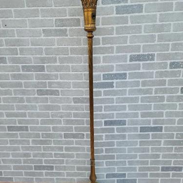 Antique Art Deco Torchiere Floor Lamp with Marble Base, Glass Shade, and Claw Foot Base