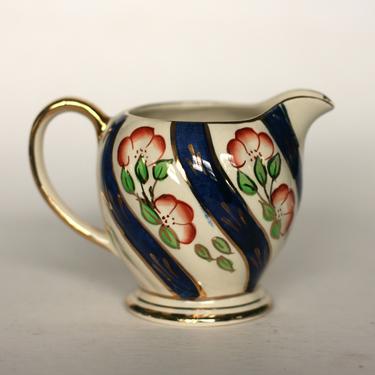 vintage Sadler creamer with stripes and posies/made in Germany 