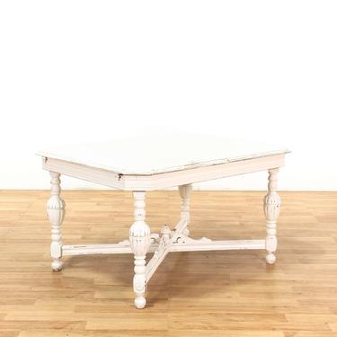 White Shabby Chic Carved X Base Dining Table