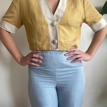 vintage pale yellow blouse medium by miragevintageseattle