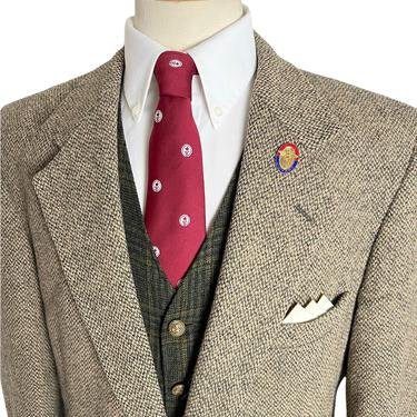 Vintage HARRIS TWEED 100% Wool Blazer ~ 44 R ~ jacket / sport coat ~ Preppy / Ivy / Trad ~ 