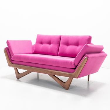 Mid Century Solid WalnutTrim Gondola Sofa- Adrian Pearsall style 