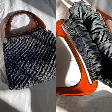 Acrylic Handle Crochet Handbag 