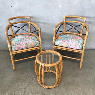 McGuire San Francisco Bamboo Chairs &amp; Side Table