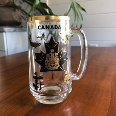 Beer Mug Canada souvenir glass 1960s kitsch vintage stein gift for Him 