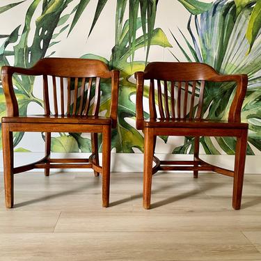 Mid Century Bankers Chairs - Courtroom Chairs - Jury Chairs - Library Chairs - Solid Wood 