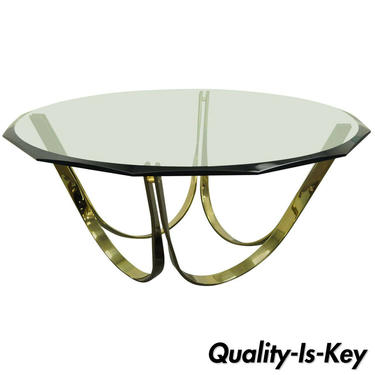 Trimark Brass Plated Steel &amp; Glass Coffee Table after Roger Sprunger for Dunbar