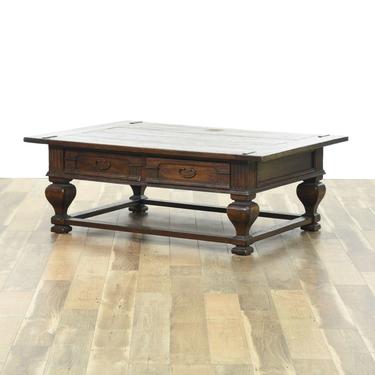 Gothic Revival Coffee Table W Rustic Top