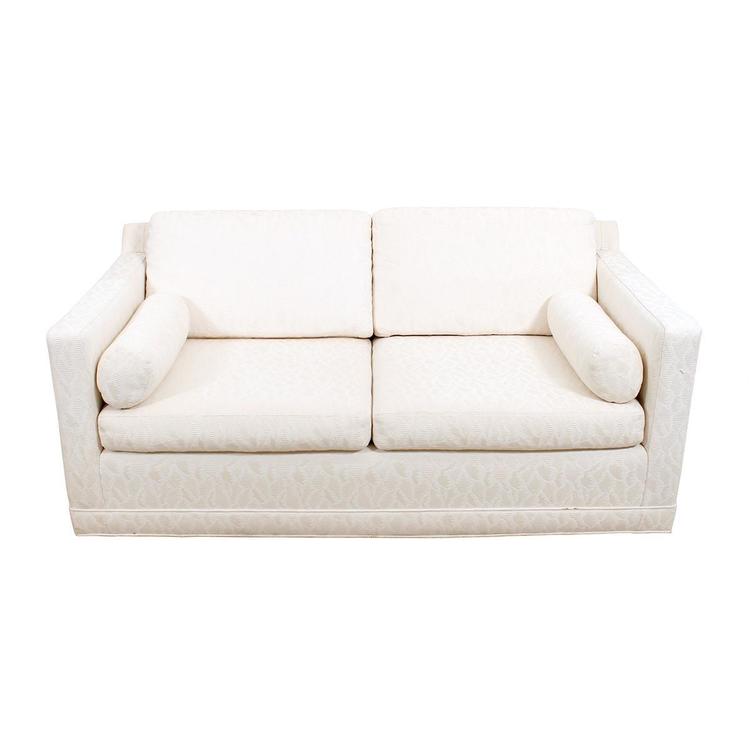 Classic MCM Loveseat with White Upholstery