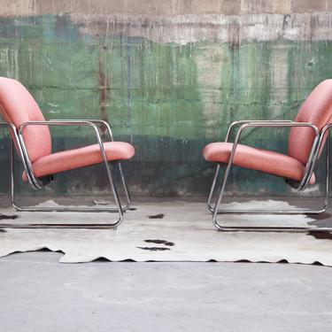 Post Modern 1980s Chrome Lounge Chair (SET 4 avail., Sold Individually) Knoll Designer Mid Century Modern Bauhaus Baughman Jerry Johnson MCM 