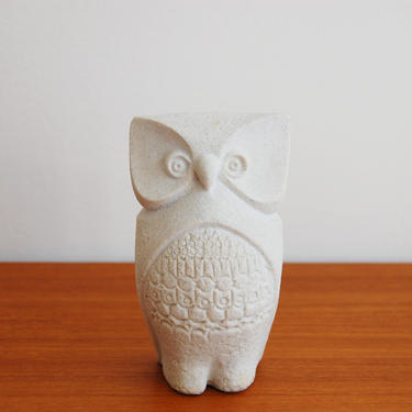 Vintage Marbell Stone Art Owl Figurine Sculpture Made in Belgium 