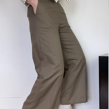 vintage wide leg linen blend slacks size us 8 