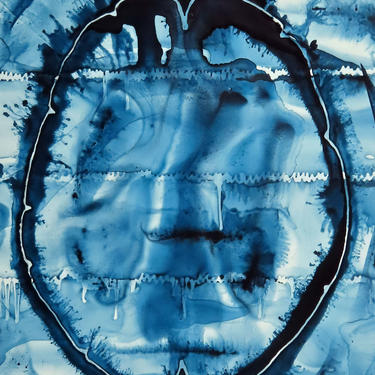 Synaptic Signals Brain -  original ink painting on yupo - Neuroscience Art 