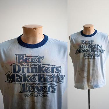 Vintage 1970s Busch Gardens Tee / Vintage Beer Tshirt / Vintage Thrashed Beer Tee / Vintage Beer Lover Tshirt / Vintage 1970s Tshirt 