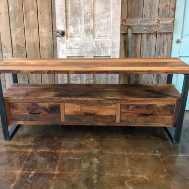 Reclaimed Wood Media Console / Industrial TV Stand / 3-Drawer Credenza 