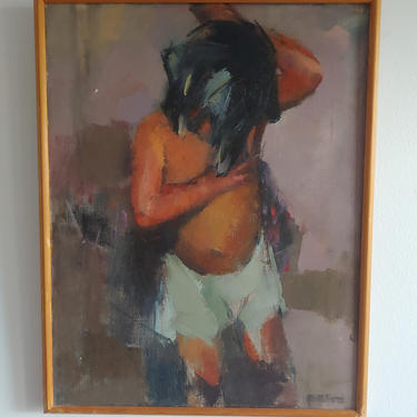 Original Oil Painting on Linen Small Child Signed Petra 