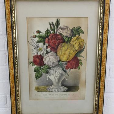 The Vase of Flowers by Currier &amp; Ives Color Lithograph Print, 1870 - 15.5 x 22&amp;quot; 
