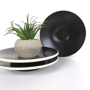 Set Of 3 Black Sasaki Colorstone Saucers, Massimo Vignelli Matte Black Colorstone Replacement Saucers 