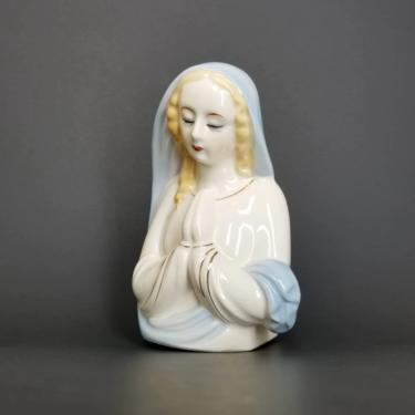Vintage Praying Mary Planter / Virgin Mary Statue / Religious Church Figurine / Lady Head Vase / Our Lady of Guadalupe Catholic Decor Gift 