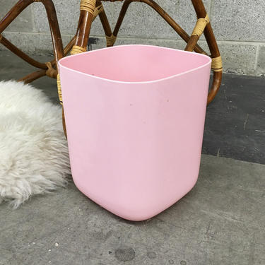 Vintage Wastebasket Retro 1980s Bubblegum Pink + Plastic + Trash Can + Garbage Bin + Bathroom and Home Decor 