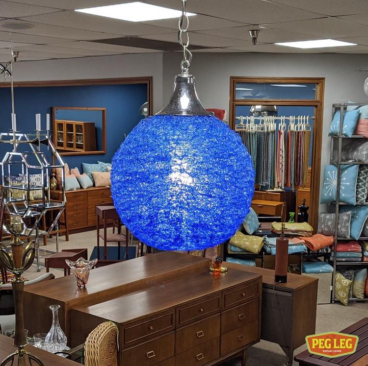 Vintage blue spun acrylic swag lamp