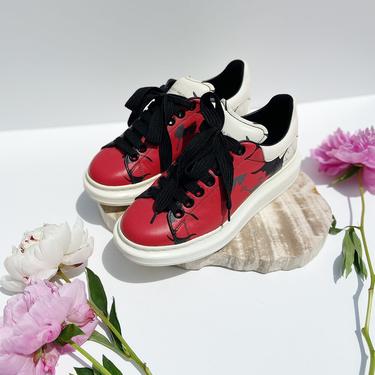 ALEXANDER McQUEEN Red &amp; White Floral Sneakers