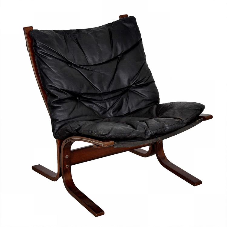 Westnofa Ingmar Relling Black Leather & Rosewood Siesta Chair