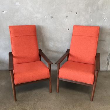 Pair of Orange Mid Century Style Chairs