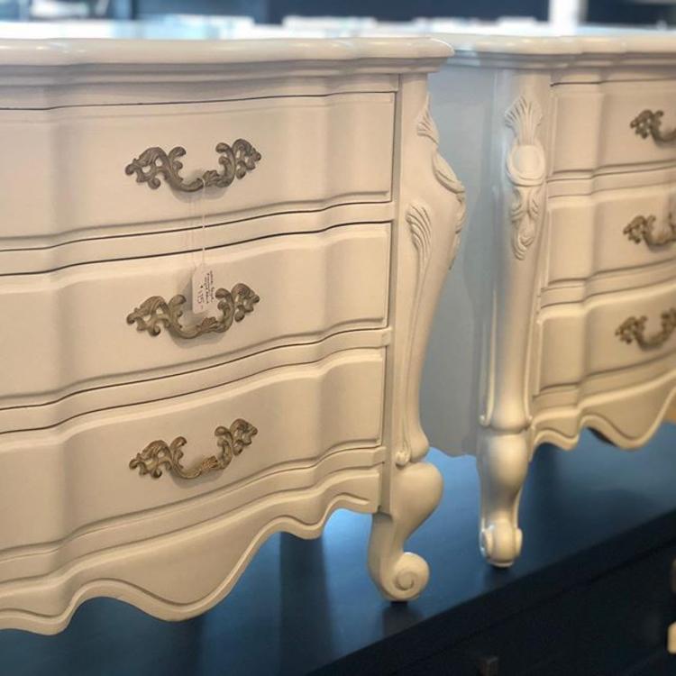                   Two white French Provincial nightstands - 26H x 28W x 18D