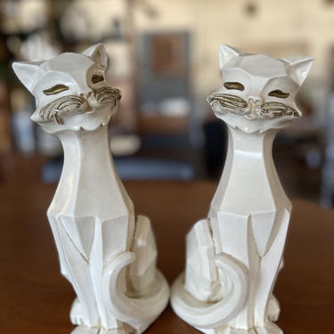 Mid Century Cubist Cats stamped Universal Statuary Corp