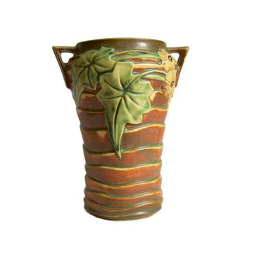 Roseville Luffa Vase 688-8 Vintage American Art Pottery Fine Art Ceramics Collectibles Rustic Farmhouse Decor Retro Woodland Vase 1930s 