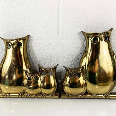 Vintage Plastic Owl Family Syroco Wall Hanging Set of 2 1970s 70s Plaques Owls Gold Retro Kitchen Burwood Dart Nursery Homco Pair 