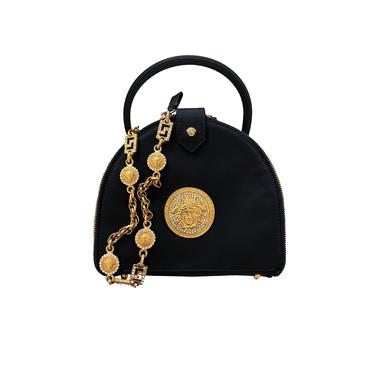 Versace Black Satin 2way Top Handle Bag