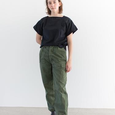 Vintage 27 Waist Olive Green Fatigues | Cargo Trousers | Pleated Dutch Army Pants | AP173 