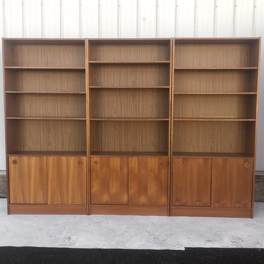 Vintage Modern Teak Bookcase or Wall Unit- 3 Pc 