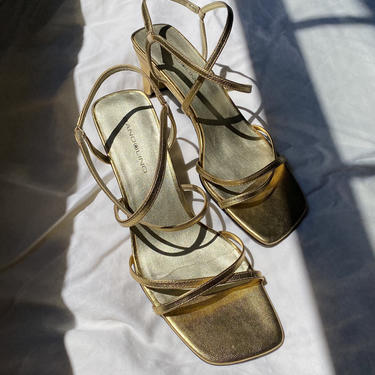 90s Gold Strappy Sandals 
