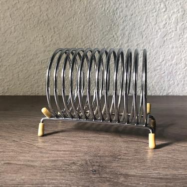 Vintage silver coil mail organizer desk accessory mid century function and cool 