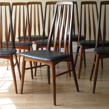 Set of Eight Eva Chairs by Neils Koefoed in Teak and Afrormosia 
