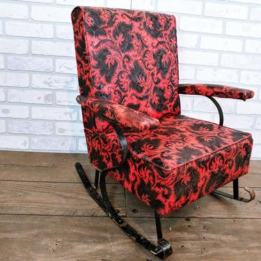 Retro Red Vinyl Ralph Morris Associated Factories Child Size Rocking Chair 