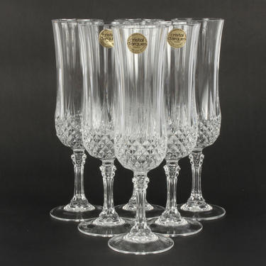 Vintage Glassware, Crystal Glassware, Cristal, Vintage Champagne Glasses, Vintage, Glassware Barware Home Decor,Champagne Glassware,Set of 6 
