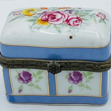 Vintage Lene Bjerre Danish Design Chest Trunk Shaped  Floral Trinket Box 