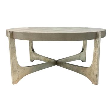 Modern Regina Andrew Gray Leather Shagreen Cocktail Table