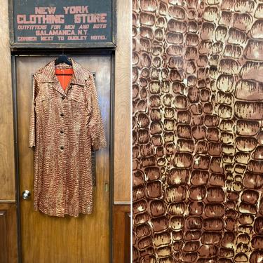 Vintage 1960’s Snakeskin Print Brown Trench Coat, Vintage Coat, Snakeskin Print, 1960’s, True Vintage, Trench Coat 